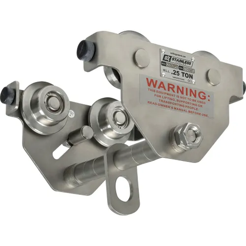OZ Lifting Products Stainless Steel Push Beam Trolley, 1/4 Ton Capacity