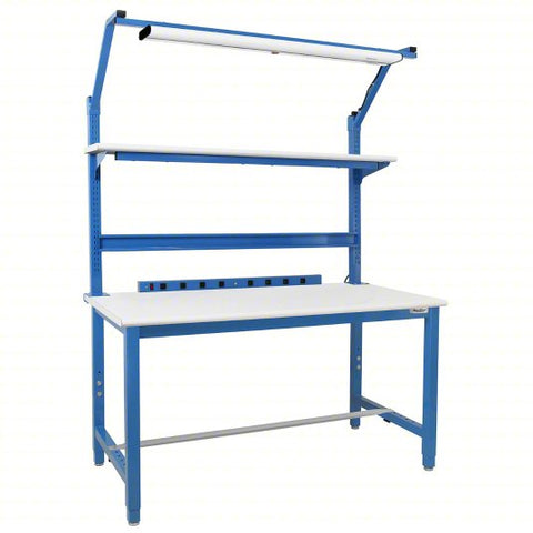 BENCHPRO Workbenches: Adj Ht, Laminate, 60 in x 30 in, 6,700 lb Overall Load Capacity, Blue