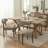 Upholstered Dining Chair Set of 4, Extra-Wide 20” Seat, Deep Cushioned Comfort, Plush Fabric, Solid Wood Legs
