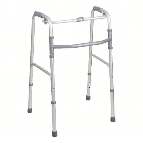 FIRST VOICE Walker: 250 lb Load Capacity, 1 Button Folding Walker, 32 in, Aluminum, Silver