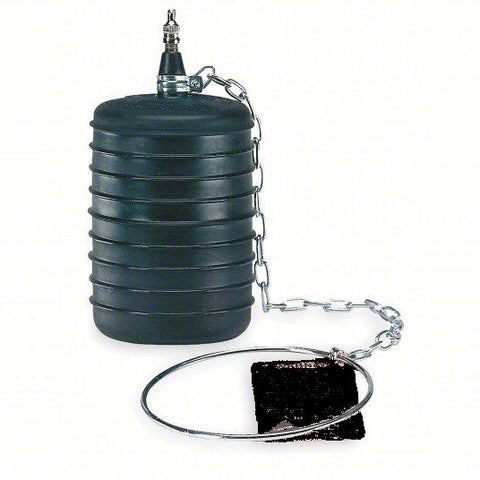 Test Ball Plug: For 6 in Pipe, Ring and Chain Tether, Textured Body Surface, 9 in Deflated Lg