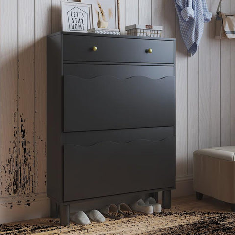 Modern Two-Tier Cloud Shoe Cabinet With Doors