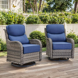 Planntonneo  Patio Wicker Swivel Glider Chairs with 6-Inch Cushions