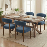 Upholstered Dining Chair Set of 4, Extra-Wide 20” Seat, Deep Cushioned Comfort, Plush Fabric, Solid Wood Legs