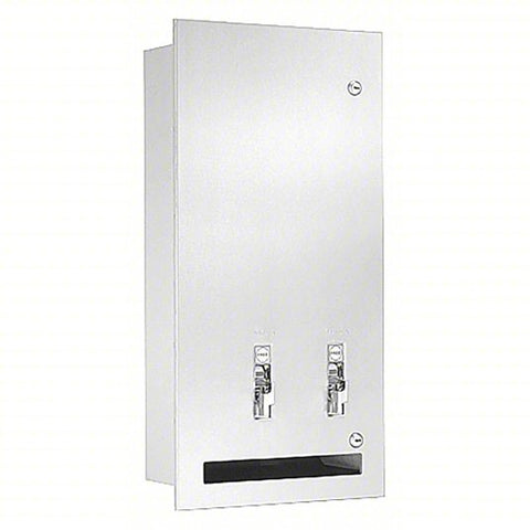 BRADLEY Dual Dispenser: Silver, Stainless Steel, 26 1/8 in Ht, 12 1/2 in Wd, 16 5/16 in Lg