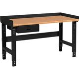72 x 30 Adj Height Workbench w/Drawer, Black- Steel Square Edge Top