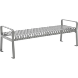 6' Outdoor Bench, Backless, Vertical Steel Slat