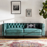 Brinna Contemporary 84" Upholstered Button-tufted Sofa with Metal Legs