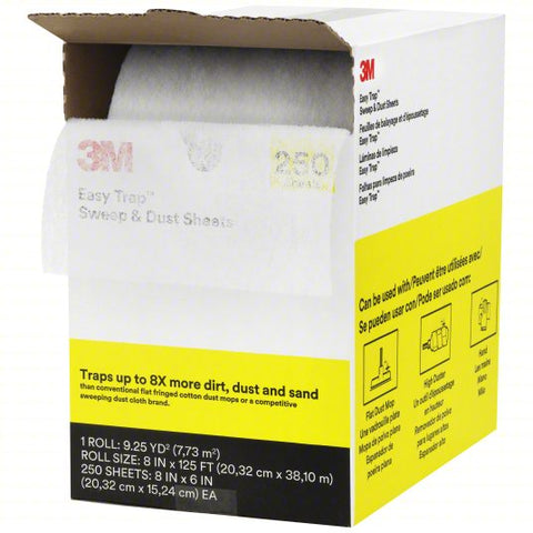 3M Dust Cloth: 6 in Lg, 8 in Wd, 125 ft Roll Lg, 250 Sheets Per Roll, White, Easy Trap™