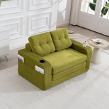2 in 1 Convertible Sofa Bed, Corduroy Floor Couch with Pillows, Side Pockets