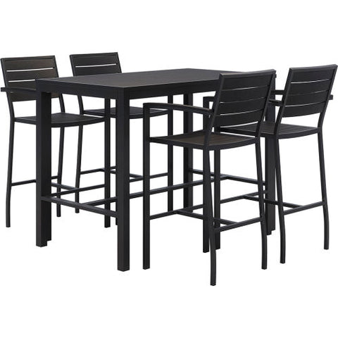 KFI Rectangular Table 55"W x 32"D x 45-5/8"H with 4 Chairs, Black Table/Chairs
