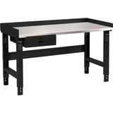 72 x 30 Adj Height Workbench w/Drawer, Black- Steel Square Edge Top