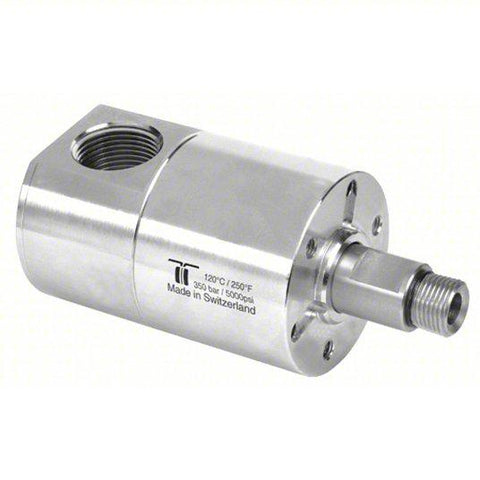 Rotary Union: Straight, 304 Stainless Steel, 1 Passages, 3/8 in G M Rotating Shaft, Carbide Seal
