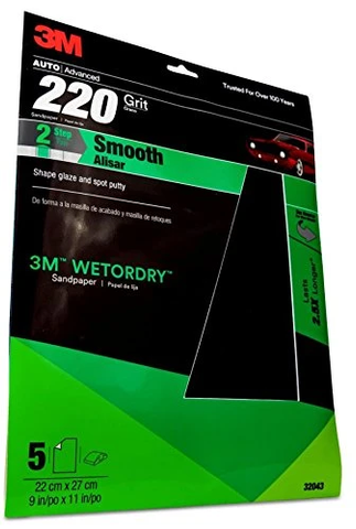 3M 9" X 11" P220+Grit Wetordry Sandpaper (32043)