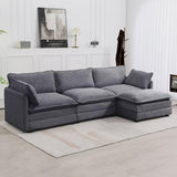 Hyleory 112 in. W 4-Piece Modern Corduroy Fabric Sectional Sofa Couch with Ottoman