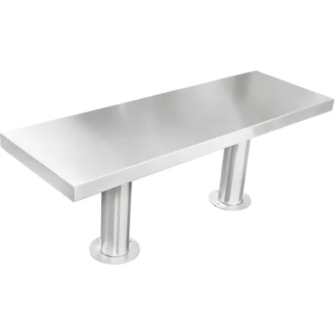Blickman Gowning Bench w/ 2 Legs & w/o Backrest, Floor Mounted, 48"W x 16"D x 18"H, Stainless Steel
