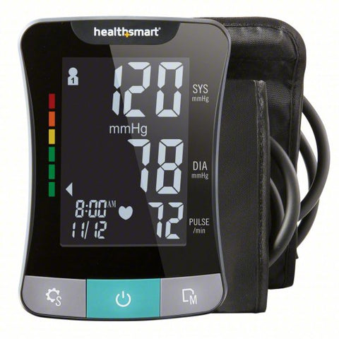 HEALTHSMART Digital Blood Pressure Monitor: Blood Pressure Monitor, Arm, Adult, Nylon, Black