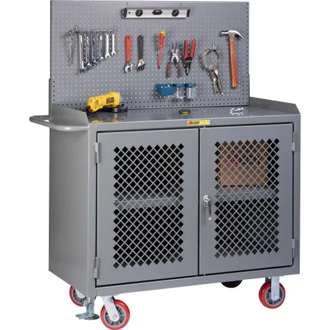Little Giant Mobile Clear View Service Cabinet w/ Steel Top & Center Shelf, 48"W x 24"D, Gray