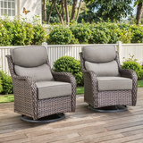 Planntonneo  Patio Wicker Swivel Glider Chairs with 6-Inch Cushions