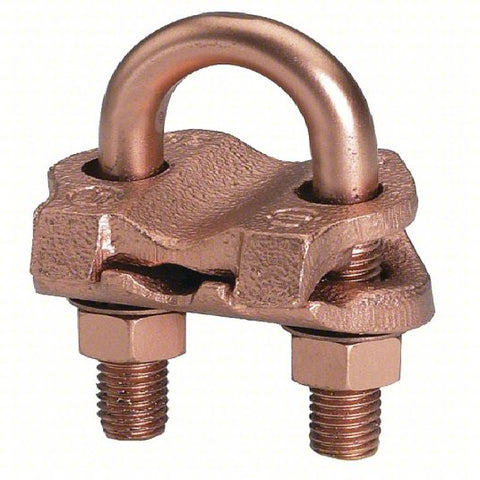 Grounding Connector: Copper, 1 1/8 in to 1 1/4 in Rod/1 in Pipe/#9 to #10 Rebar, 1 Grounding Wires