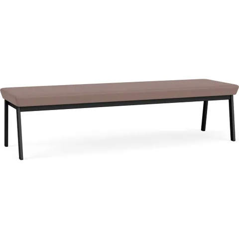 Lesro Newport 3 Seat Rectangular Reception Bench, Black Frame, Open House Goose Fabric
