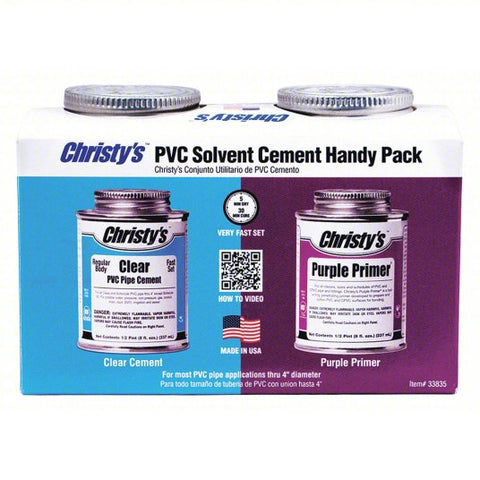 CHRISTY'S Cement and Primer: Clear & Purple Primer Handy Pack, 8 oz, Can, Clear/Purple