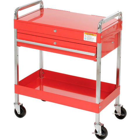 30" Red Tool Cart W/ Locking Top & Drawer