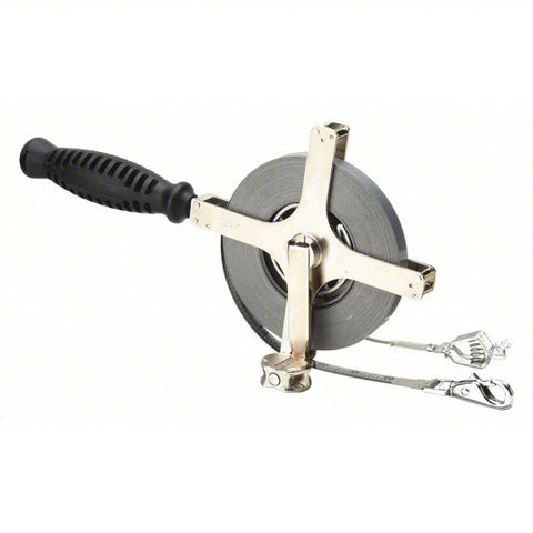 CRESCENT LUFKIN Double Duty Oil Gauging Tape Measure: 100 ft, Swivel Snap Tip, Steel, SAE, Silver