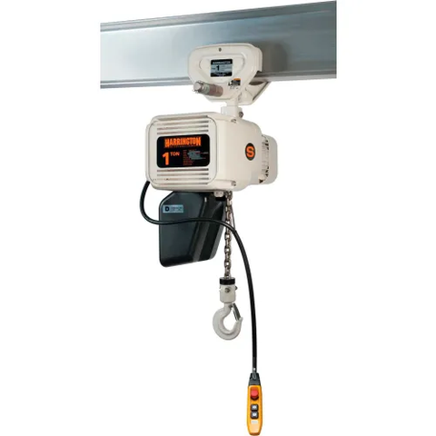 Harrington NERP010L-FG-10 NER Food Grade Hoist with Push Trolley 1 Ton Capacity, 208V
