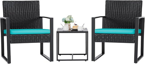 Flamaker Patio Set Outdoor Wicker Furniture, Modern Bistro Set with Rattan Chair and Coffee Table for Yard