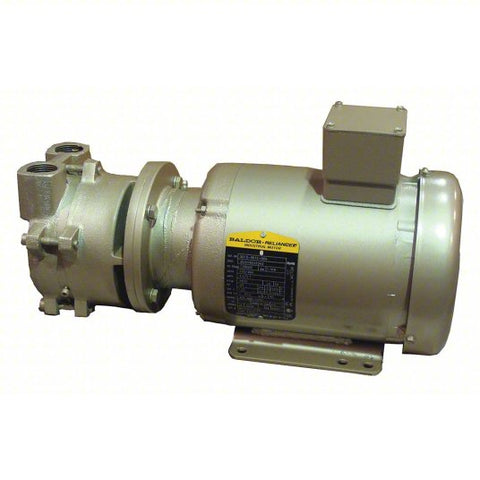 Liquid Ring Vacuum Pump: Motor-Mounted, 1 Stage, 20 cfm, 29 in Hg Max Vacuum, 1.5 hp, Cast Iron