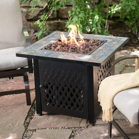 Endless Summer Slate Mosaic Propane Fire Pit Table with FREE Cover