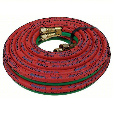Twin Line Welding Hose: 3/8 in Hose Inside Dia., Green, Red, BB x BB, 50 ft Hose Lg, T