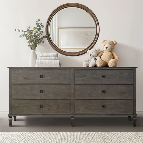 Victoria 6-Drawer Double Wide Wood Dresser