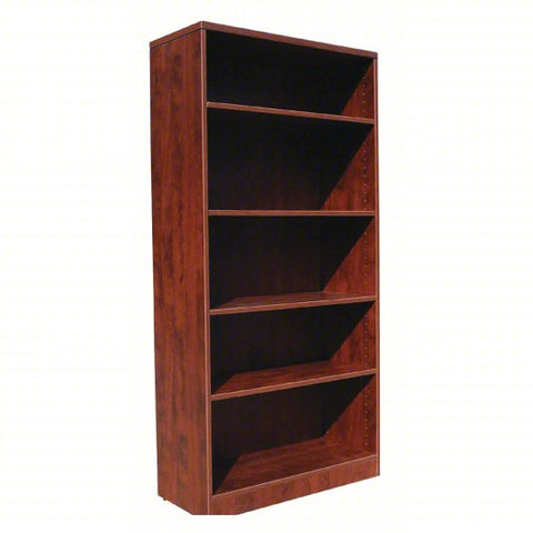 BOSS Bookcase: Mahogany, Wood, 65 in Overall Ht, 32 in Overall Wd, 14 in Overall Dp, 5 Shelves, CARB