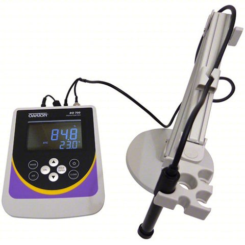 OAKTON Dissolved Oxygen Meter: Dissolved Oxygen/Salinity/Temp, 300% DO Concentration - Max, LCD