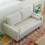 Tree City- 58" Faux Leather Loveseat Sofa, Mid-Century Modern 2-Seater Couch