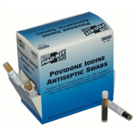 FIRST AID ONLY Topical Antiseptic Swab: Swab, Ethyl Alcohol/Povidone Iodine, 100 PK