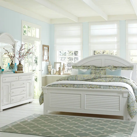 Liberty Furniture Summer House I Panel Bed, Dresser & Mirror, Chest