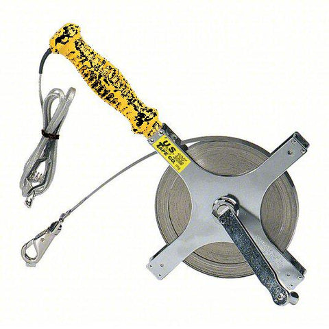 US TAPE Double Duty Oil Gauging Tape Measure: 100 ft / 30 m, Swivel Snap Tip, Steel, Metric/SAE
