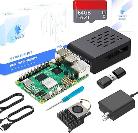 Starter Kit for Raspberry Pi 5 8GB RAM,Pre-Loaded 64GB Edition Pi OS