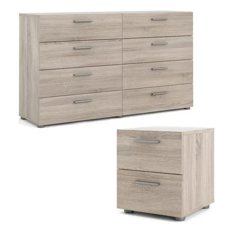 2 Piece Bedroom Set with 8 Drawer Dresser and 2 Drawer Nightstand in Truffle