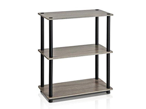 Turn-N-Tube Display Rack, 3-Tier Single, French Oak Grey/Black