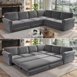 Oversize Convertible 118 in. Chenille Sectional Sofa