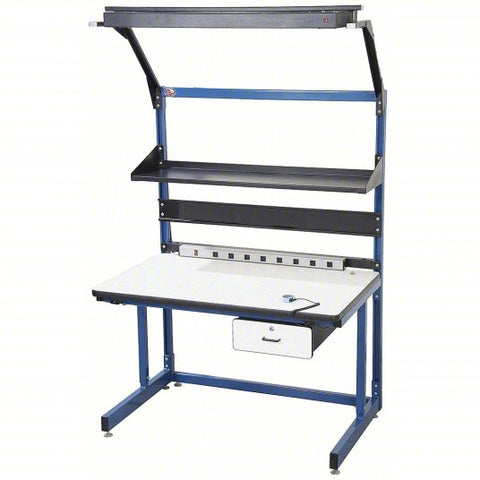 PRO-LINE Workstation: Adj Ht, Laminate, 60 in x 30 in, 850 lb Overall Load Capacity, Blue, Laminate