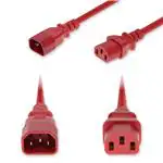 Test Equipment Power Cords 5ft C14 Male to C13 Female Standard Commercial 18 AWG 250V at 10A PVC SJT (Service Junior Thermoplastic) Red Power Cable