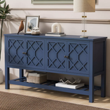 59.8"W Elegant Console Table with Polygonal Door Design