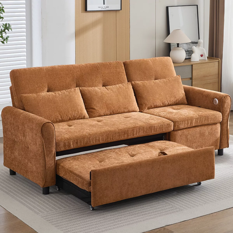 2-in-1 Sofa Bed, 3-seater Sofa Couch with Pull-out Sofa Bed, a Reversible Recliner