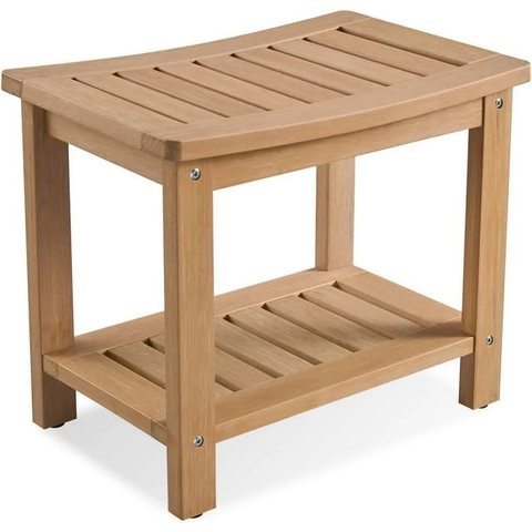Efurden Shower Bench, Poly Lumber Shower Stool with Storage Shelf