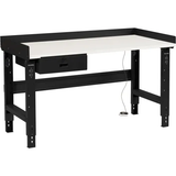 72 x 30 Adj Height Workbench w/Drawer, Black- Steel Square Edge Top